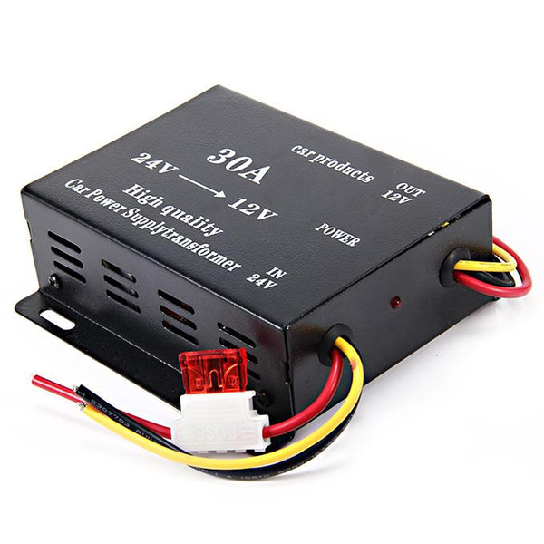 Universal DC 24V to 12V 30A Car Power Converter Supply Transformer - Black