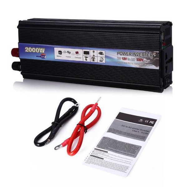 Free shipping Hot Sale Car Power Inverter 2000W Watt 2000w DC 12V to AC 220V Vehicle Battery Converter Power Supply On-Board Charger Switch