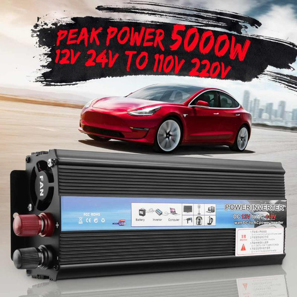 KROAK Car Inverter 12V 220V 5000W P eak Power Inverter Voltage Transformer Sine Wave Inversor 12V/24V to 220V