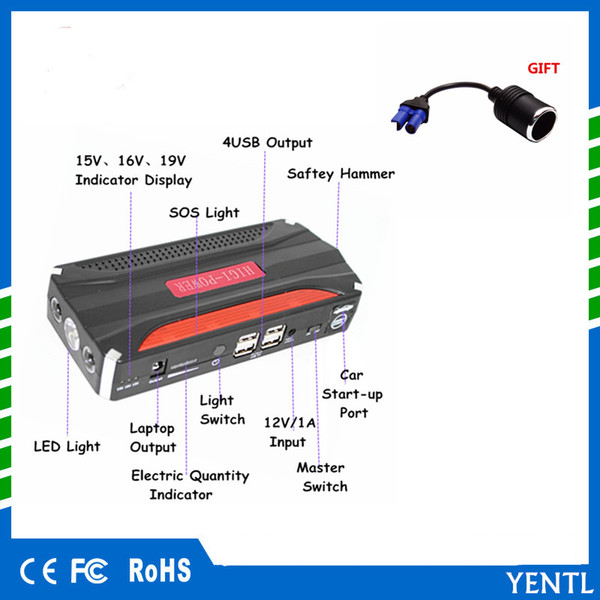 YENTL 12v 12000mAh Auto jump starter Car Jump Starter Engine Booster Emergency Start Battery Portable Charger Power Bank for Electronics