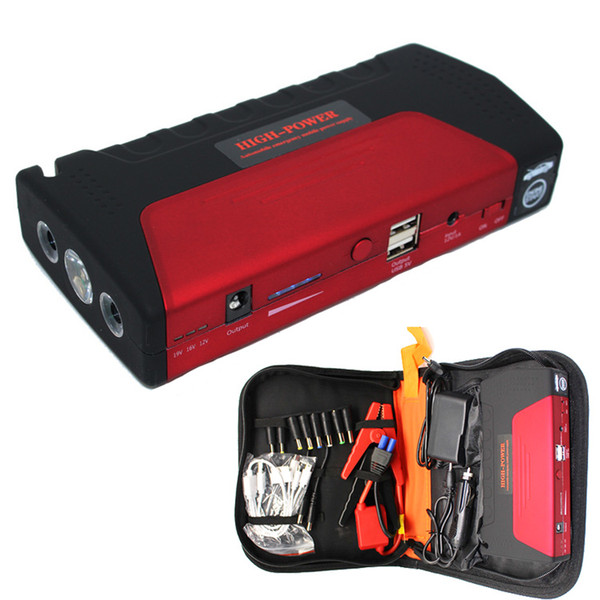 50800mAh 12V Multi-Function Car Jump Starter Portable Mobile Power Bank Backup 2USB 3LED Starters Battery Charger