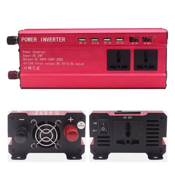 2000W Solar Car Sine Wave Inverter 4.8A 4 USB Interface LED DC12V to AC220V Converter Car accessories