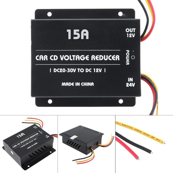 15A 50mA 180W DC 24V to 12V Power Converter Electric Inverter Voltage Reducer Step-down Transformer with 6 Wires for Car