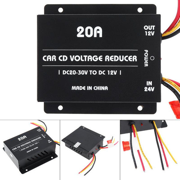 20A 360W DC 24V to 12V 20A Black Power Converter Electric lron Inverter Voltage Reducer Step-down Transformer for Car