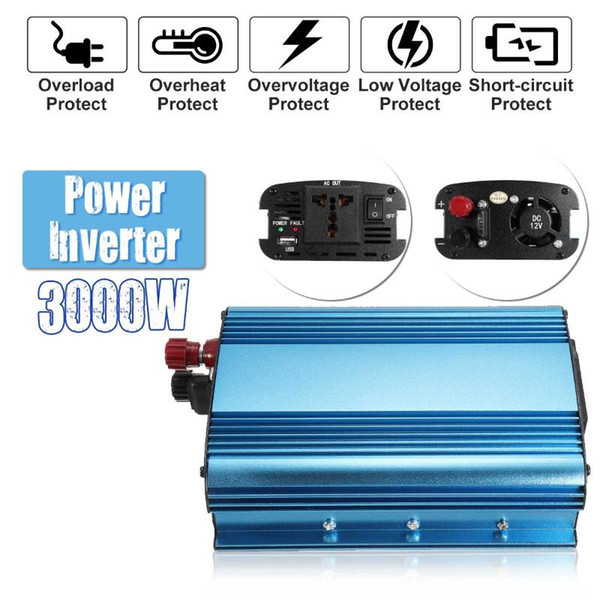 Car Inverter 12V 220V 3000W Voltage transformer P eak DC 12/24/48/60V to AC 220V Solar Power Inverter Converter for vacations o