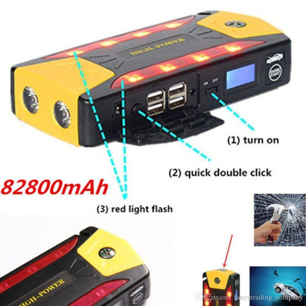 Professional 82800mAh Car Jump Starter Emergency Charger Booster Power Bank Battery pack Power Inverter 600A