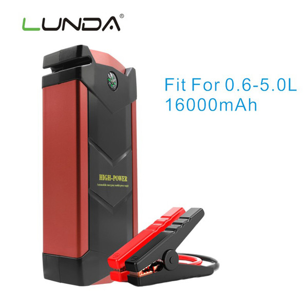 LUNDA Multi-Function 12V Petrol Diesel Car Jump Starter 4USB Power Bank Mini Compass SOS Lights 600A Peak Car Charger high power