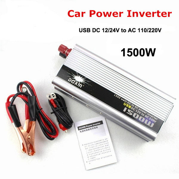 1500W USB Car Charger Car Power Inverter DC 12V/24V to AC 110V/220v Car Power Converter Adapter Transformer Modified Sine Wave