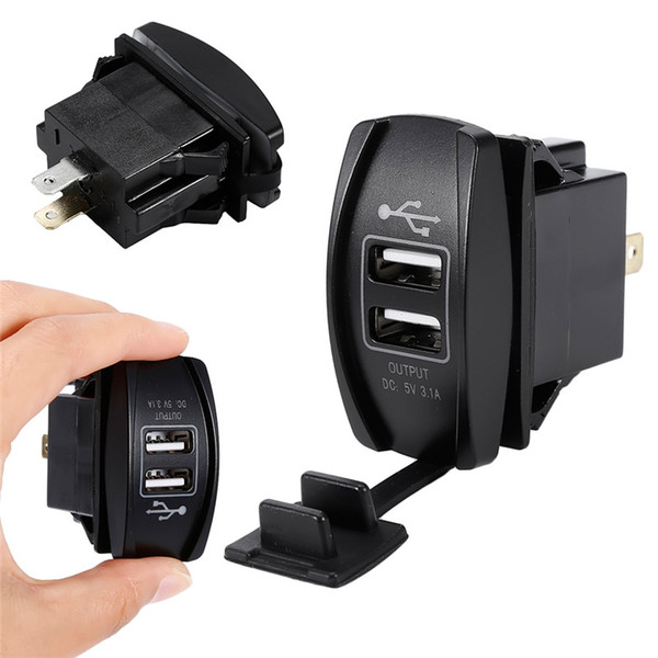 3.1A 12-24V LED Universal Car Charger Waterproof Dual USB Port Charger Socket Outlet for Motorcycle Car Auto Accessories Camping