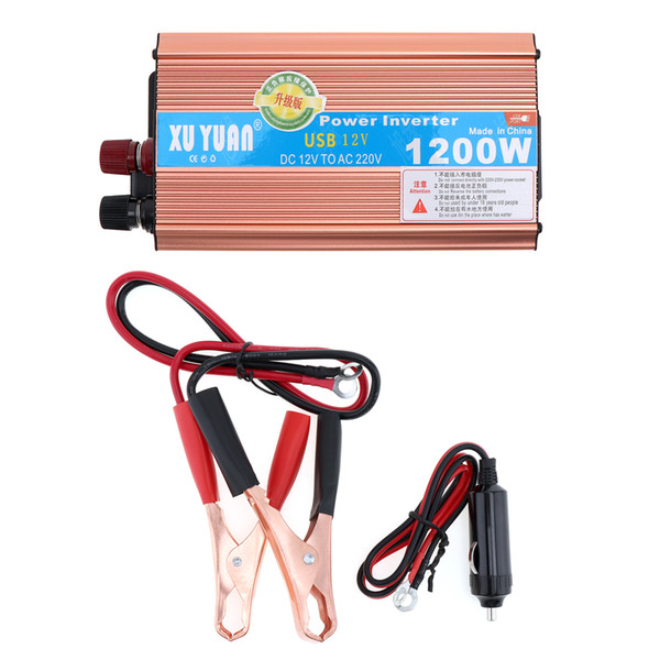 1200W DC 12V 24V to AC 220V 110V Antioxidant Aluminum Alloy Case Car Power Inverter with USB Charging Port CEC_62H