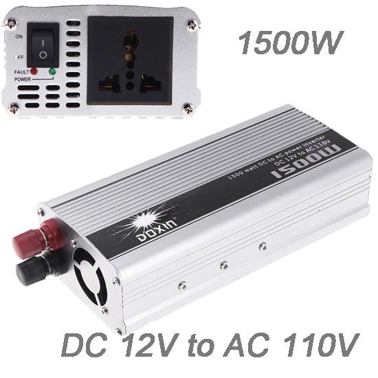 Freeshipping Professional 1500W WATT DC 12V to AC 110V Portable Car Power Inverter Charger Converter Transformer for Car Truck Pickup SUV