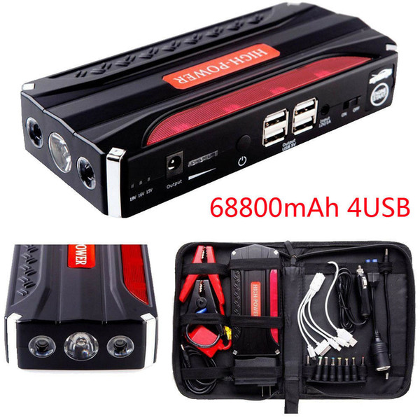 68800mAh 4USB Car Jump Starter Emergency Charger Booster Power Bank Battery SOS