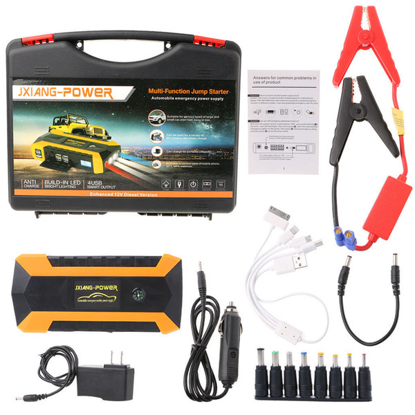 Professional 89800mAh 12V 4 USB Car Jump Starter Pack Booster Charger Battery Power Bank Free Shipping