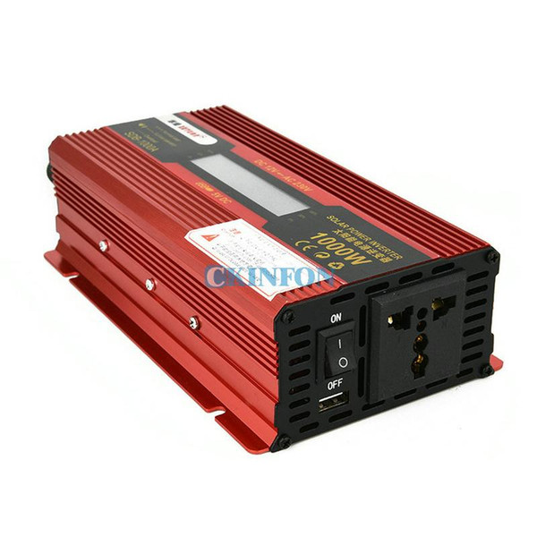 DHL 5PCS 1000W DC 12V to AC 220V Car Power Inverter LCD Display Solar Inverter Converter Modified Sine Adapter