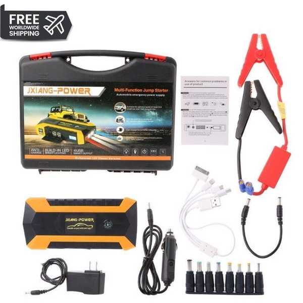 2019 89800mAh 4 USB Portable Auto Car Jump Starter Pack Booster Charger Battery Power Bank UK / AU Plug DC 12V