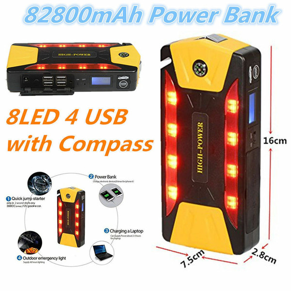 12V 82800mAh Portable Car Jump Starter Pack Booster Charger Battery &Power Bank