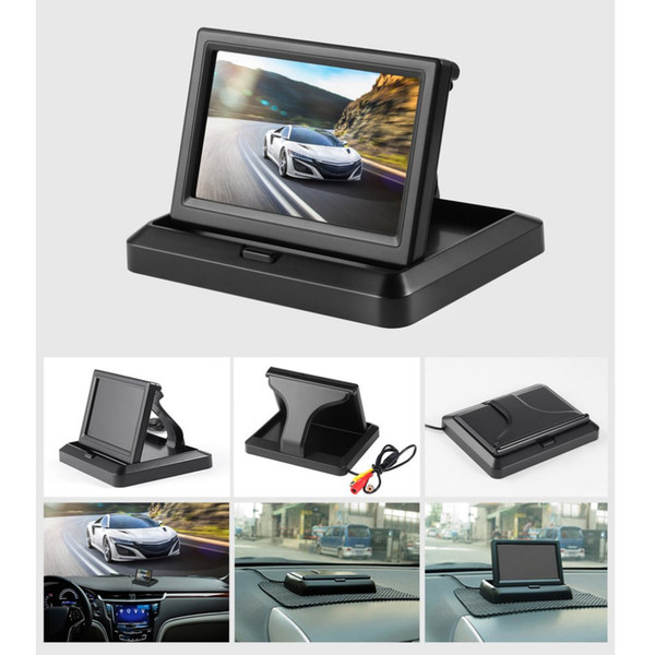 5 Inch 12V Foldable HD Car Rear View Monitor Reserving Digital LCD TFT Color Display Screen Vehicle Rearview 2 Video Input