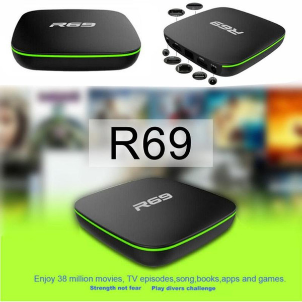 EU Plug R69 Android 7.1 Smart TV Box 1+8G Quad Core HD 2.4GHz WiFi 4K Media Player 1080P HD Support 3D movie car