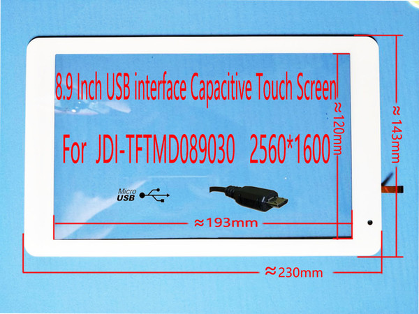 8.9 Inch USB Capacitive Touch Screen For TFTMD089030 2K 2560*1600 Support WIN7 8 10 Android Raspberry Pi car