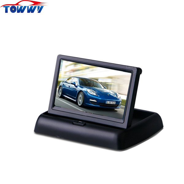 OEPZ704 Foldable 4.3 inch Digital LCD Car Rearview Monitor Black for Rearview Camera & Reversing System