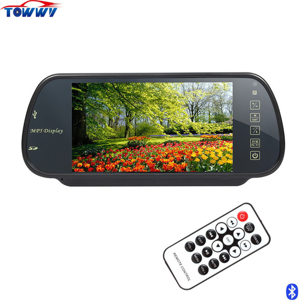 OEPZ710 Car 7 inch TFT LCD Rearview Mirror 2 Way Video Input Car Monitor With MP5 and Bluetooth Function