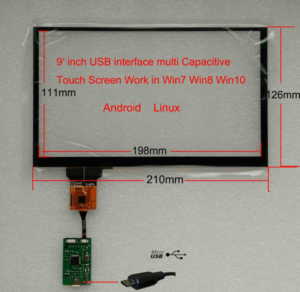 9 inch carpc car DIY usb interface capacitive touch screen work on windows7 win8 win10 android