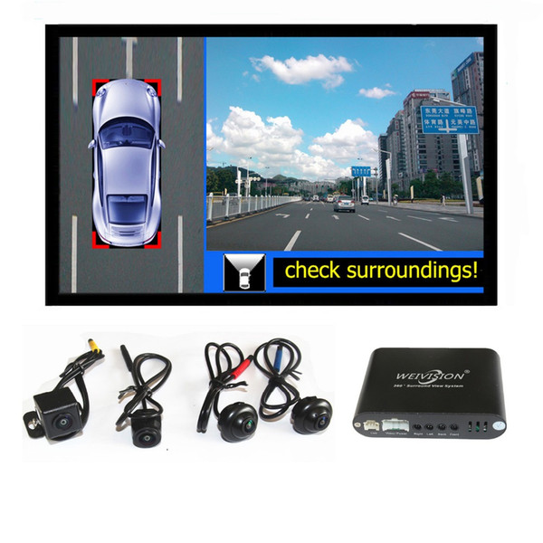 WEIVISION Universal 360 bird view panormic view system, HD Car DVR 4 channel car around monitor, USB port, gift 16GB CARD