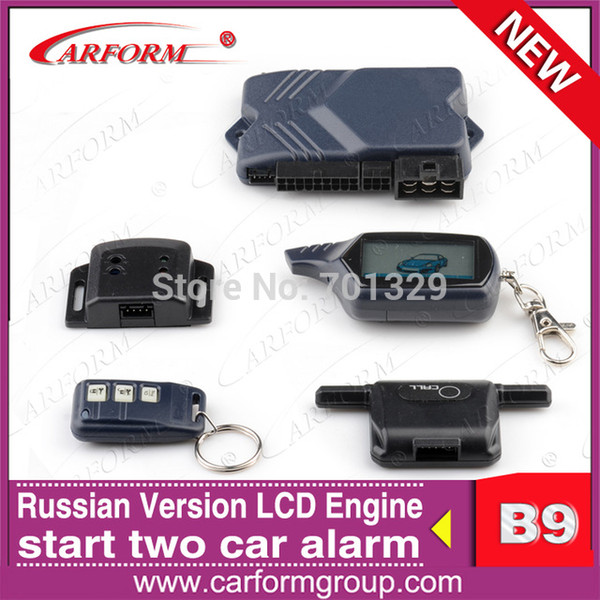 Wholesale-2016 new arrived Russian Version Lcd engine start two car alarm B9