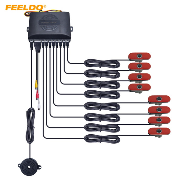 FEELDO Car Original Style 16.5mm 8-Sensor Video Rearview Visual Parking Sensor Backup Radar System 3-Color #2936