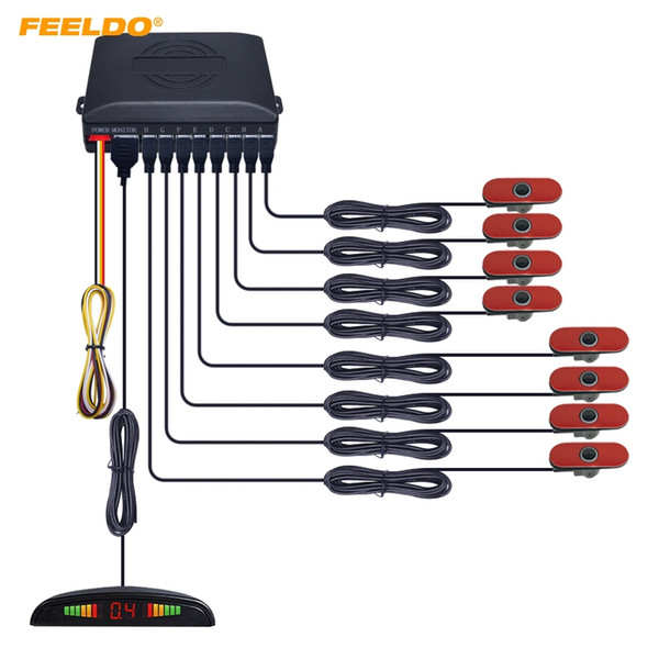 FEELDO Car 8pcs 16.5mm Original Sensors Reverse Aid Backup Radar Parking Sensor With LED Display System #1360