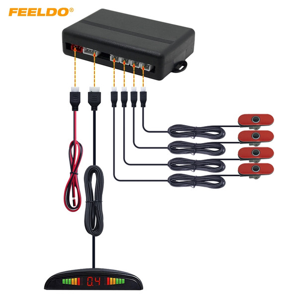 FEELDO Car LED Display 4pcs 16.5mm Original Sensors Reverse Backup Radar System Parking Sensor System #1346