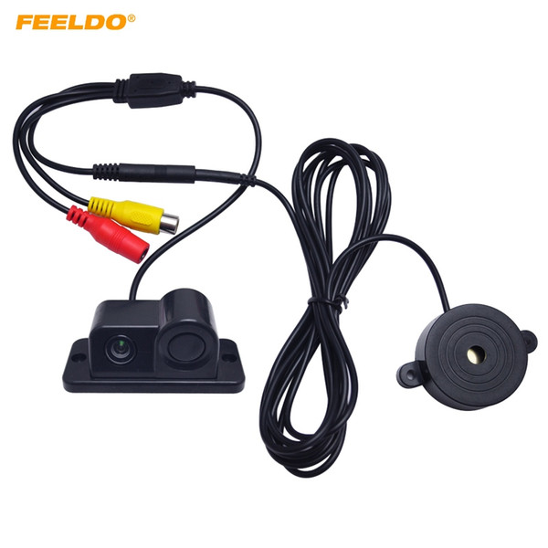 FEELDO Car Visual Reversing Camera With Backup Parking Sensor Radar Aid System 2in1 #4067