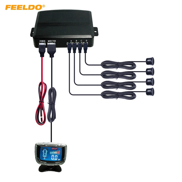 FEELDO Car Colorful Reversing Aid LCD Display 4-Sensor Reverse Backup Parking Radar #891