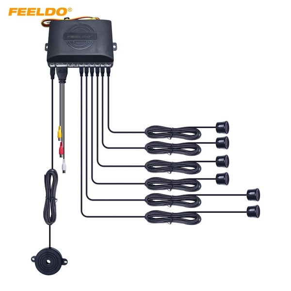 FEELDO Car 6 Sensors Dual Visual Front Rearview Video Parking Sensor Backup Radar System #2656