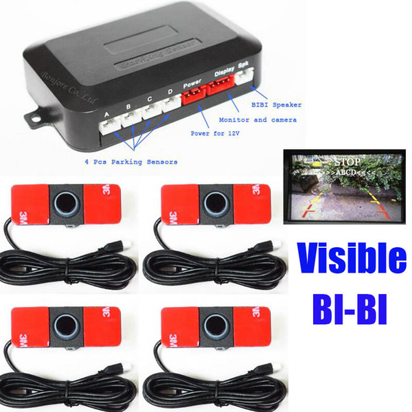 Visual Car Video Parking Sensor Reverse Backup Assistance Radar Alarm Radar System + 16mm Flat Sensors 7 Colors , Sound BIBIBI