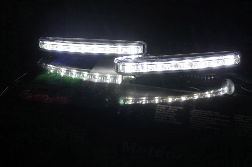 Free shipping 2pcs 8 LED Universal Car Light DRL Daytime Running Head Lamp Super White#8358