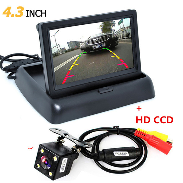 1 set Foldable 4.3 Inch TFT LCD Mini Car Monitor with Rear View Backup Camera for Vehicle Reversing Parking System CMO_526