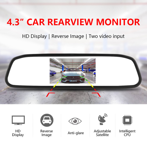 Chinatown68 HD car display 4.3 inch car monitor for rear view camera reverse image Parking Assistance 2 Video Input Parking Mirror