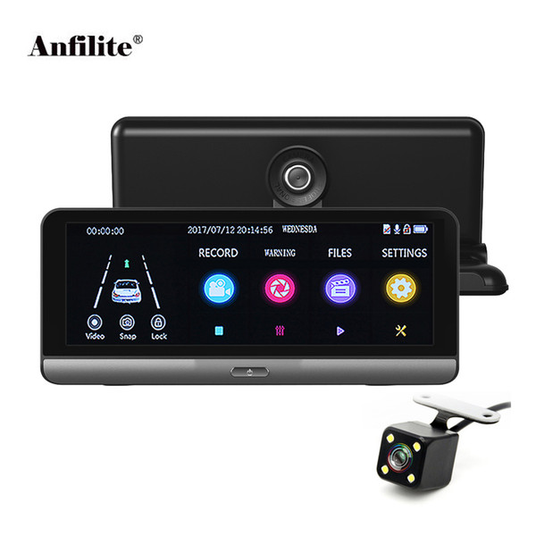 Anfilite Car DVR Night Vision Dual Lens Camera Registrator HD 1080P 8 Inch Touch screen Car Recorder Dash Cam 1920x1080