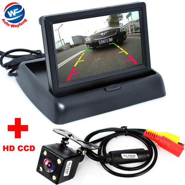 Auto Parking Assistance New 4LED Night Vision Car CCD Rear View Camera With 4.3 inch Color LCD Car Video Foldable Monitor Camera