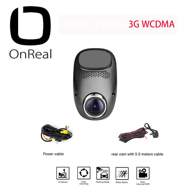 2 in 1 dash cam OnReal T1 inside sim card 3G network car DVR mini wifi cam 1080P+720P dual lens car camera ADAS video recorder