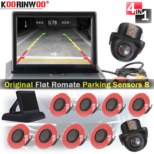 Koorinwoo Romate Radar Kit Video Parking SensorWith 8 Sensor LCD Monitor Rear Front Camera Security Alert System Car Accessories