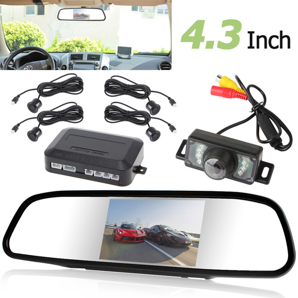 4.3 Inch Car Rearview Monitor + 7 IR Lights Rear View Camera + 4 Sensors Buzzer Parking System CMO_529