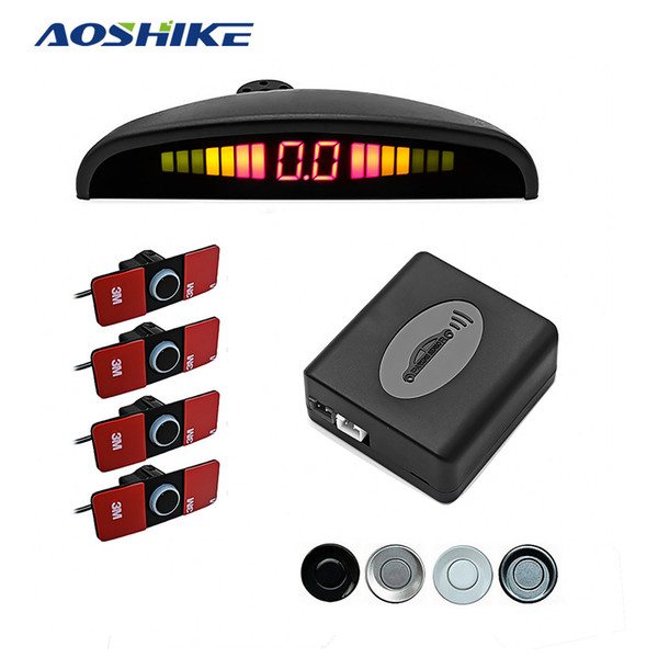 AOSHIKE 16.5MM Parktronic LED Parking Sensor with 4 Sensors Kit LCD Parking Sensor System Backup 4 colors Original Buzzer car