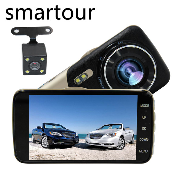 Smartour 1080P car 4 inch driving recorder before and after double recording HD starlight night vision DVR reversing camera