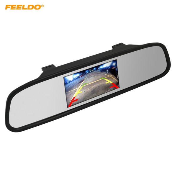 FEELDO 12V/24V Car Parking Rear View 4.3 Inch LCD TFT Mirror Monitor With 2 Video Input For Rear View Camera DVD/VCD Video #4619