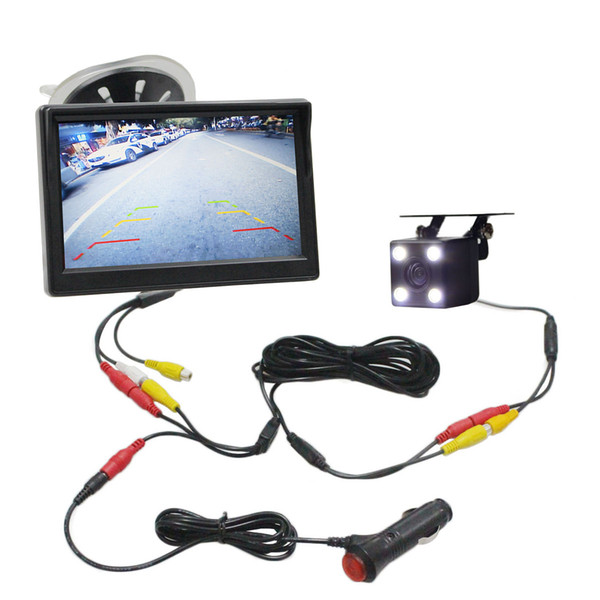 DIYKIT 5 inch Car Monitor Waterproof Reverse LED Night Vision Color Rear View Car Camera For Parking Assistance System