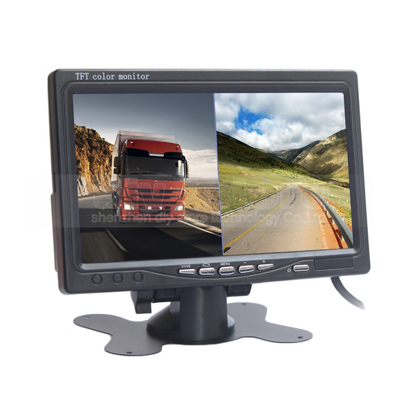 DIYKIT 7inch TFT LCD Color Rear View Monitor Car Monitor with 2 x 4PIN Video Input Diaplay Two Cameras Image