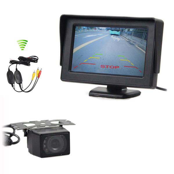 DIYKIT Wireless 4.3inch Car Monitor Backup Monitor + Waterproof Rear View Camera Car Camera Parking Assistance System Kit