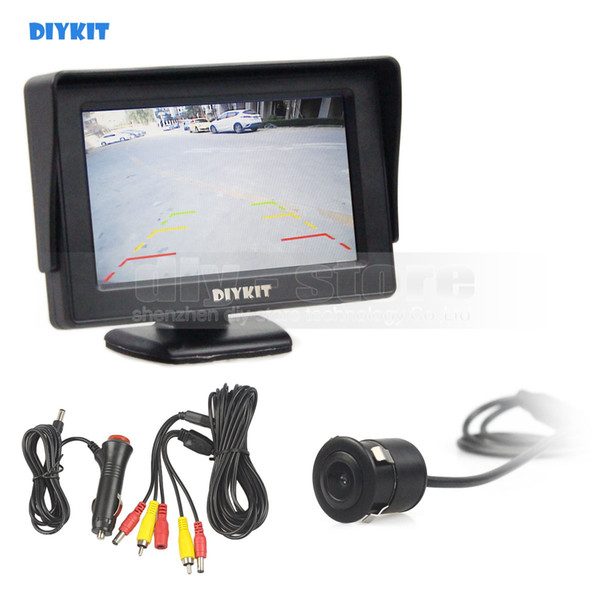 DIYKIT 4.3inch Color TFT LCD Car Monitor with HD Rear View Reverse Backup Car Camera Parking System Free Video Cable